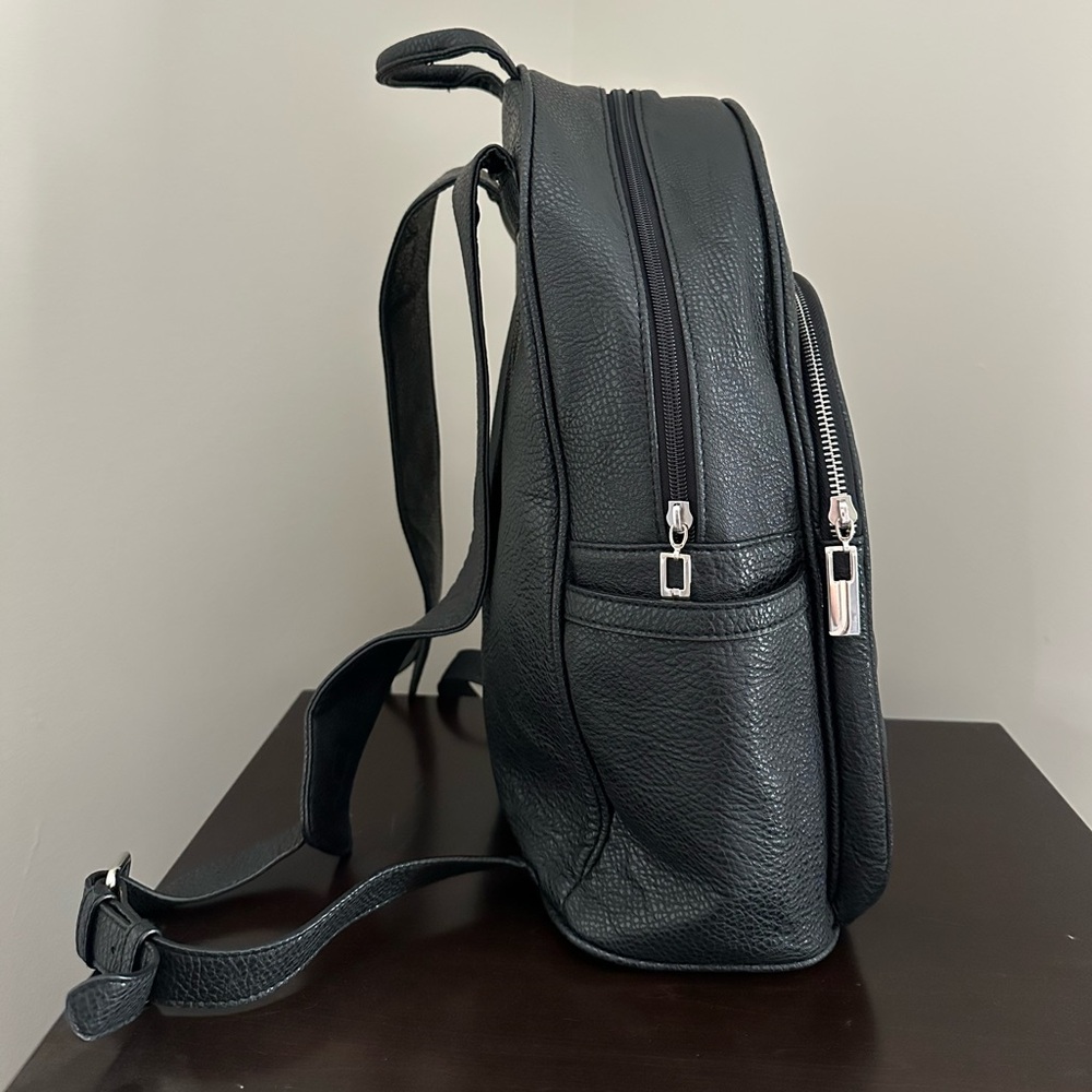Black Leather Backpack - Picture 2 of 10